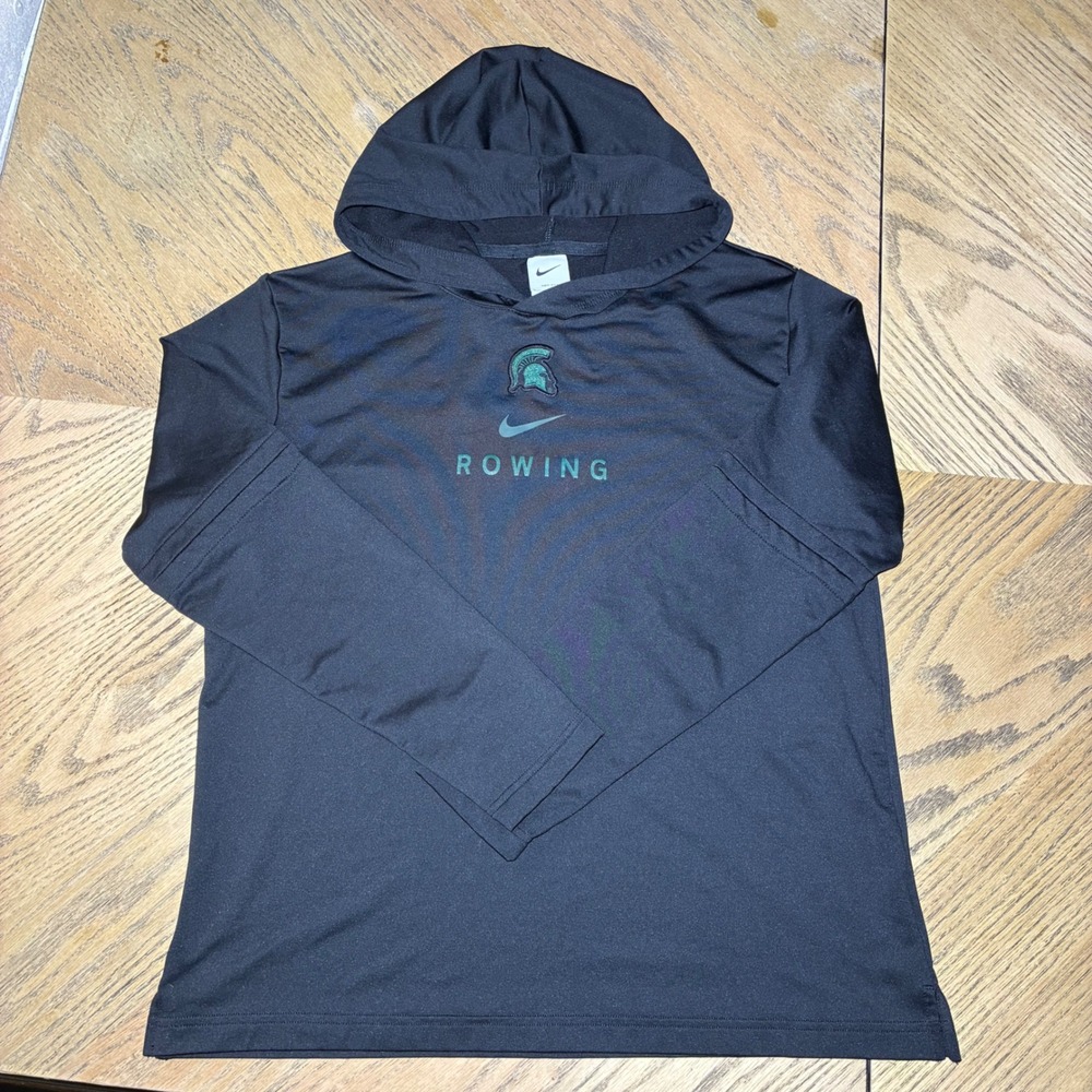Nike Michigan State Spartans Rowing Dri-FIT Hoodie Black DZ8163-010 Mens L